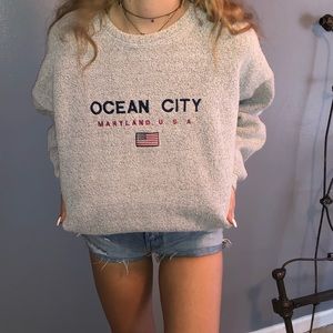 large ocean city crew neck sweatshirt